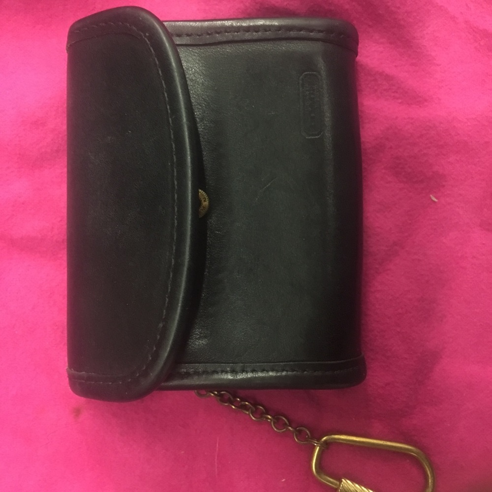 Leather vintage coach keychain purse